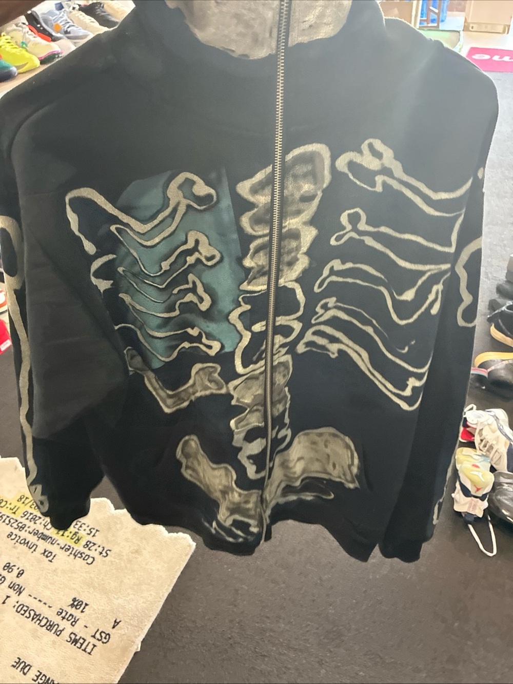 Travis Scott x Cactus Jack Fragment Skeleton Graffiti Full Zip Up Hoodie SZ M - Picture 15 of 16